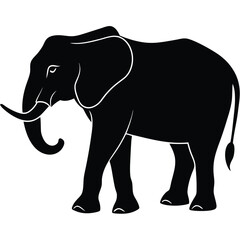 Fototapeta premium Majestic Silhouette of an Elephant with Raised Trunk A Solid Vector Graphic