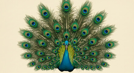 Obraz premium Majestic Peacock with Fully Displayed Tail Feathers