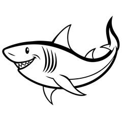 Shark line art vector