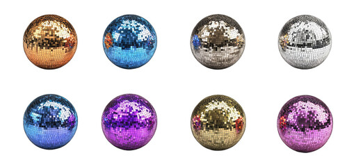 Shiny Disco Balls Festive Decorations for Parties  Events On Transparent Background