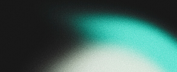 Green blue black abstract grainy banner background with copy space
