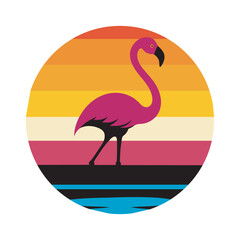 Flamingo Sunset Reflection Tropical Silhouette Scene