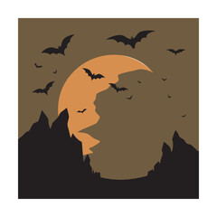 Bats Moonlight Cave Flying Silhouette Design