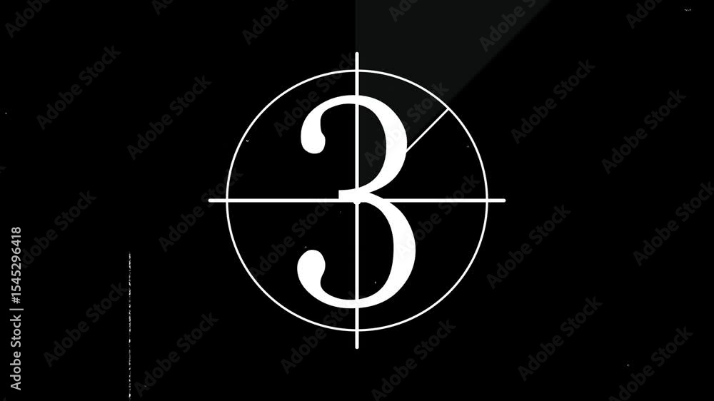 Poster white film countdown timer with display noise background and circular target design