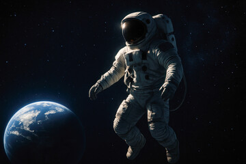 Fototapeta premium Astronaut floating in outer space.