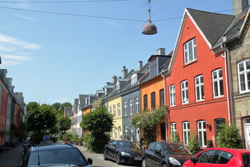 Colourful houses at the peaceful street 