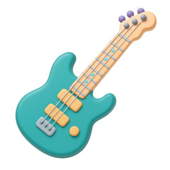 Teal 3d render of a bass guitar