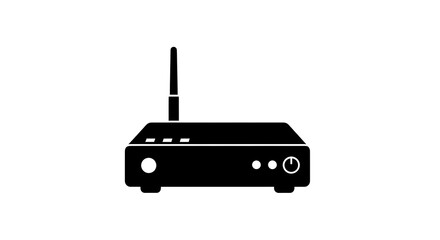 Fototapeta premium Black Wireless Router Icon on White Background for Network