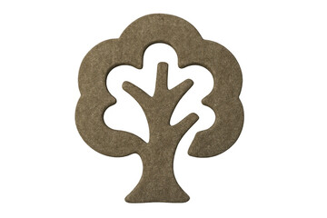 Obraz premium Sand forming a stylized tree icon, ideal for environmental or nature-related projects, presented on a transparent background
