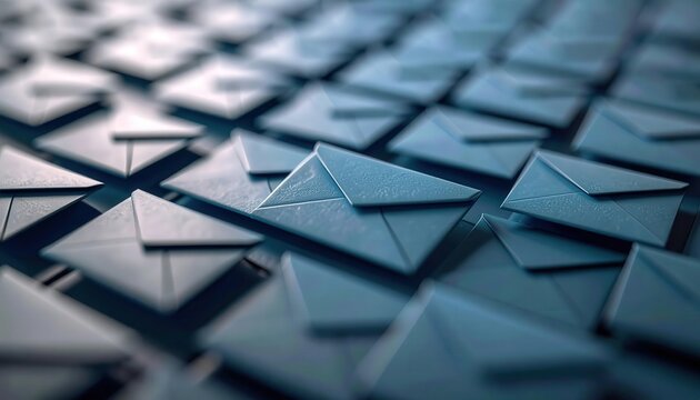 3D Render of Multiple Email Envelopes for Digital Communication Concepts
