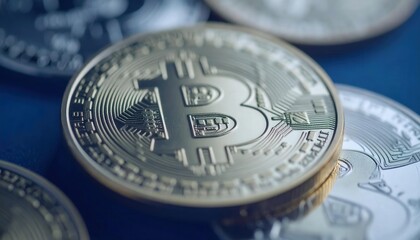 Modern Cryptocurrency Wallet with Bitcoin Coins and Digital Interface Concepts
