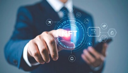 Business Professional Using Digital Technology for NFT Authentication Process