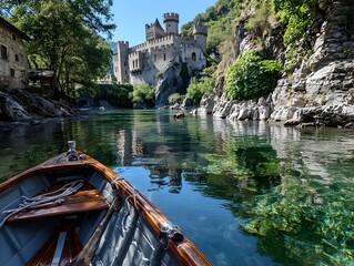 Riverboat, Castle, Gorge, Alps, Travel