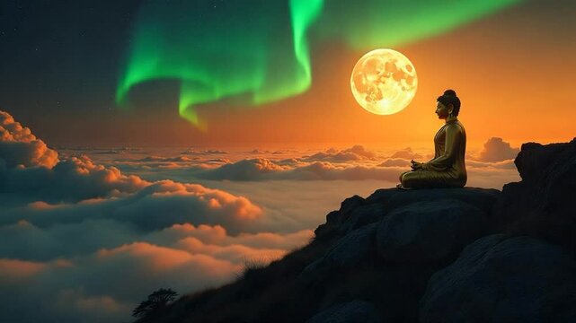 Meditating Buddha Sunrise Timelapse