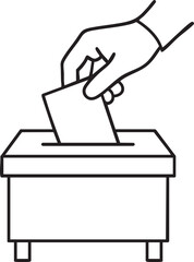 Hand Placing Ballot in Box A Simple Line Drawing Illustrating the Democratic Process and Civic Duty
