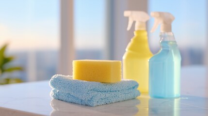 Eco-Friendly Cleaning Products on Bright Kitchen Counter – Minimalist Safe Cleaning Concept