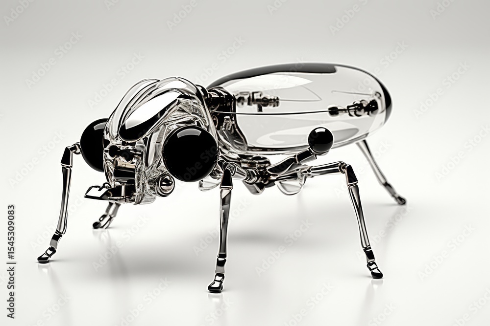 Poster minimalist robotic ant design on a clean background a fusion of nature and technology