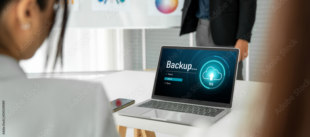 Poster backup storage data internet technology business concept. database storage cloud technology file dat
