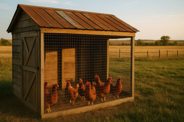 chickens inside a coop.