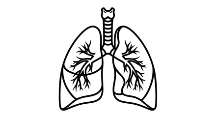 Stylized Lungs Anatomy Illustration Black White Medical Graphic Design Element for Healthcare Respiratory System