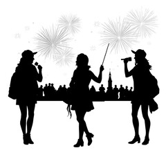 Festival Nights: Celebration Under Fireworks Silhouette