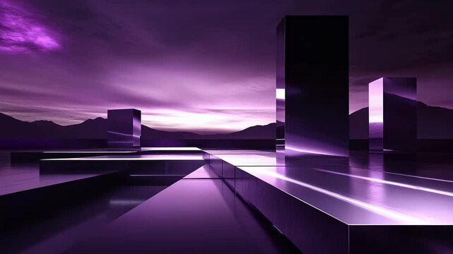 Purple Futuristic Abstract Geometric Background Video for Business Presentations