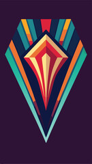 Abstract diamond shape with colorful geometric design on transparent background