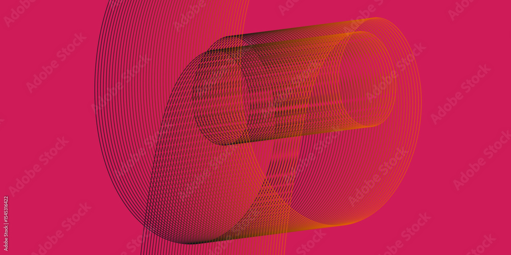 Poster curve color line on blend effect concept technology shape with dynamic background, abstract color ba