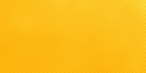 Yellow halftone pattern. Retro comic gradient background. Bright orange pixelated dotted texture overlay. Cartoon pop art faded gradient pattern. eps10