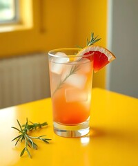 glass of orange juice with lemon for a summer season