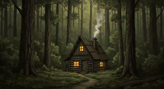 spooky house in the woods