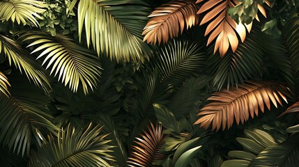 Lush Tropical Palm Leaves Background. (4)