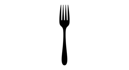 Isolated Black Fork Silhouette on White Background