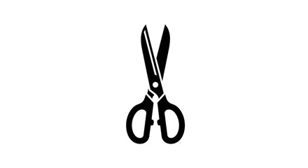 Isolated Scissors Icon in Black and White Minimalist Style