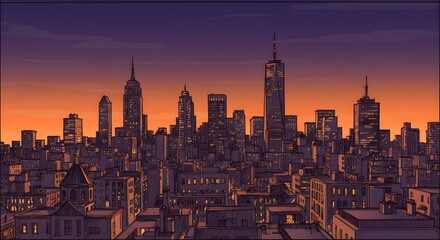 Fototapeta premium sunset over the city