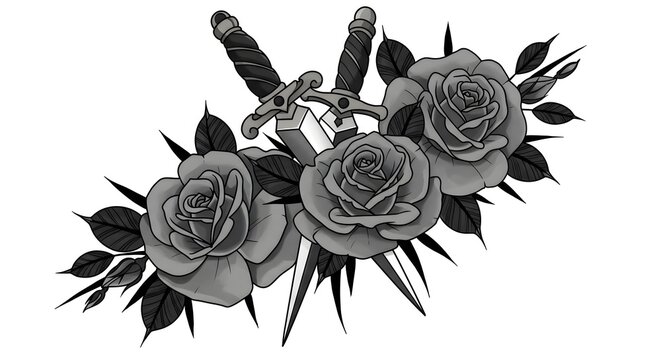 black and white rose