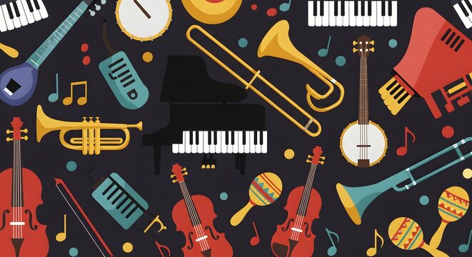 seamless pattern with musical instruments