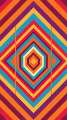 Abstract geometric design with vibrant colors and layered symmetrical repeating patterns