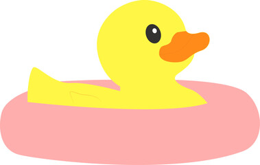 Rubber duck toy with inflatable swim ring cartoon