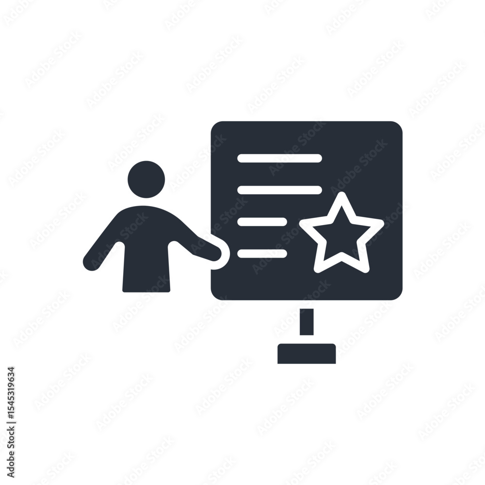 Poster presentation icon. vector.editable stroke.linear style sign for use web design,logo.symbol illustrat