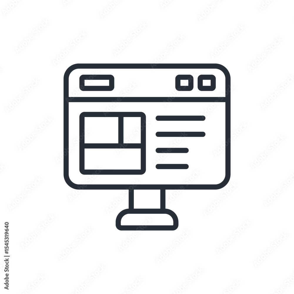 Poster ux template icon. vector.editable stroke.linear style sign for use web design,logo.symbol illustrati