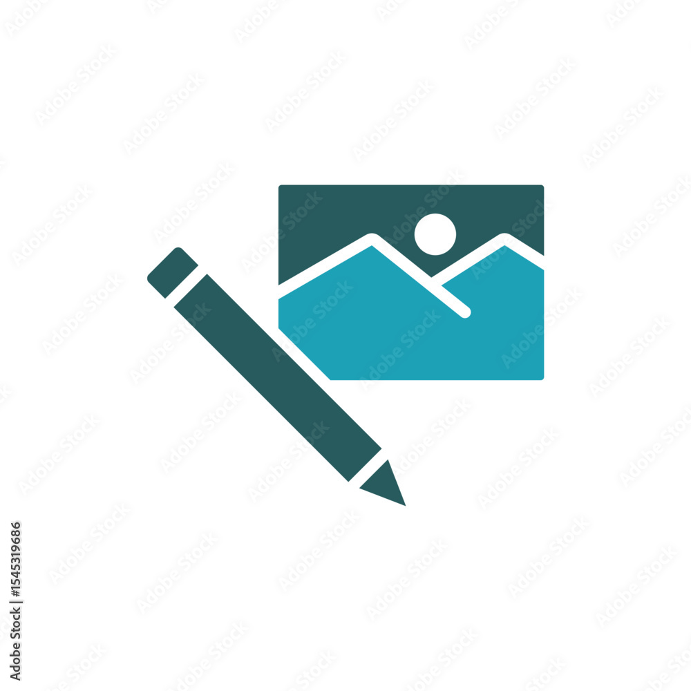Poster design icon. vector.editable stroke.linear style sign for use web design,logo.symbol illustration.