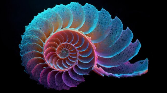 Intricate colorful seashell spiral