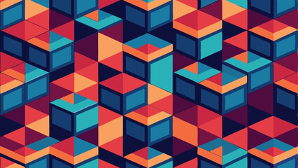 Obraz premium Abstract geometric pattern with cube elements in vibrant and contrasting color scheme