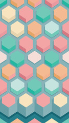 Naklejka premium Abstract geometric pattern with hexagon shapes in pastel colors and repeating arrangement