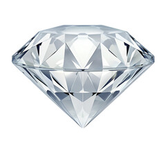 Sparkling Clear 3 D Diamond Icon Isolated White Background
