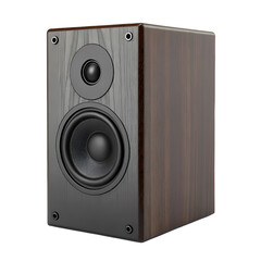 Obraz premium Dark Wood 3 D Speaker Icon Isolated on White Background