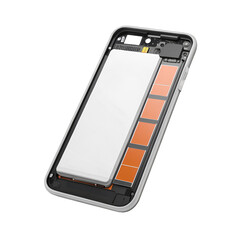 3 D Half Smartphone Battery Icon Orange White Gray