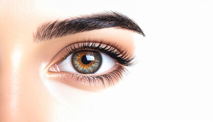 Obraz premium Closeup of a Woman's Beautiful Eye with Long Lashes and Defined Brows.