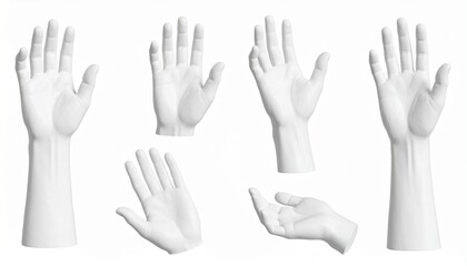 Obraz premium White Hands Collection Diverse Poses Wellness Health Lifestyle.